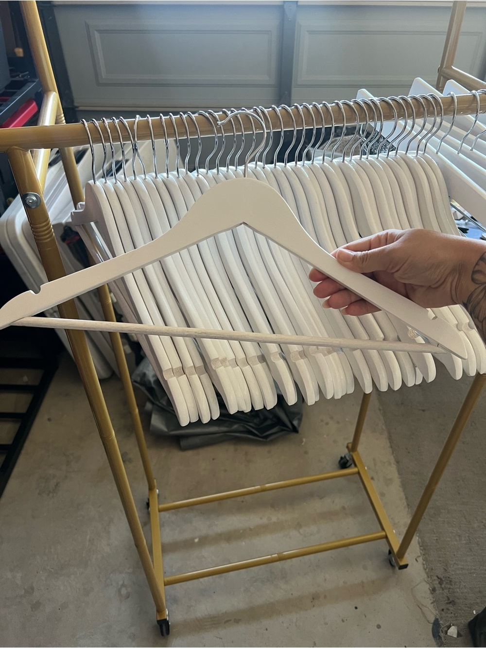 White wooden hangers